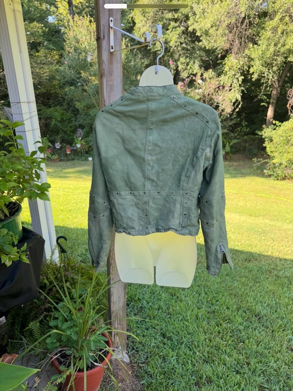VINTAGE WILSON LEATHER GREEN JACKET, DISTRESSED, size S - Picture 11 of 12